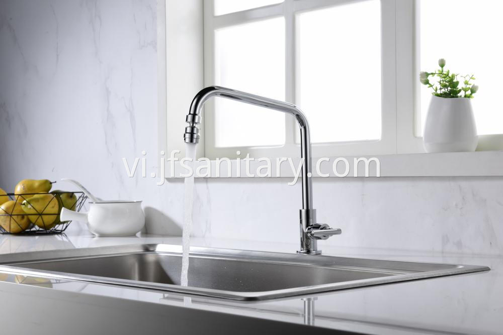 Single cold kitchen faucet with rotatable water outlet